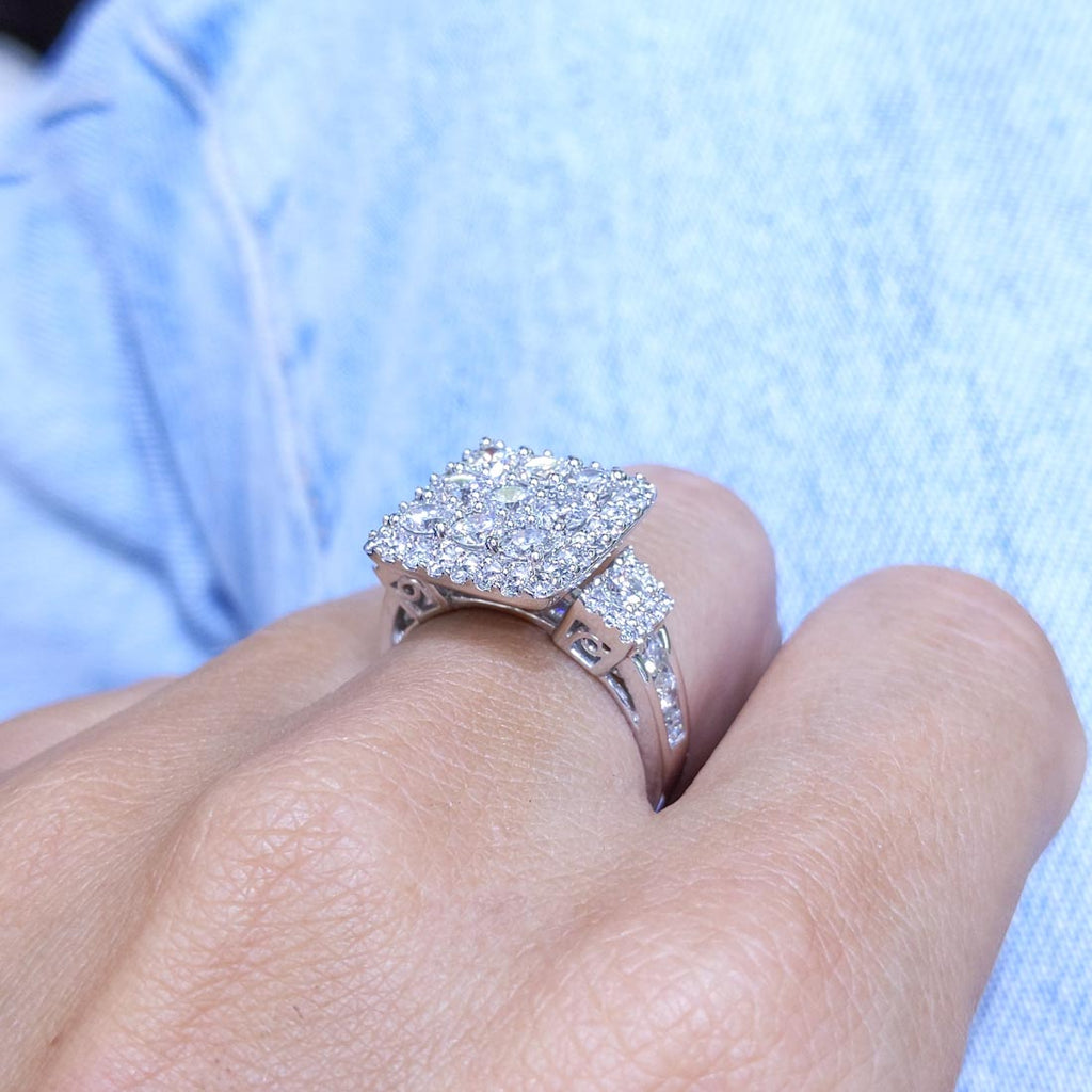 10K White Gold Diamond Statement Ring – 2.15CT F-G/SI | DR143