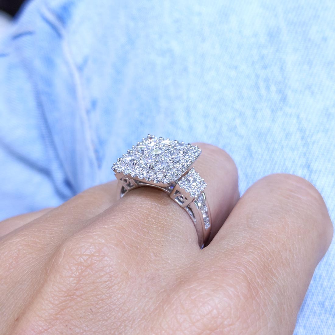 10K White Gold Diamond Statement Ring – 2.15CT F-G/SI | DR143