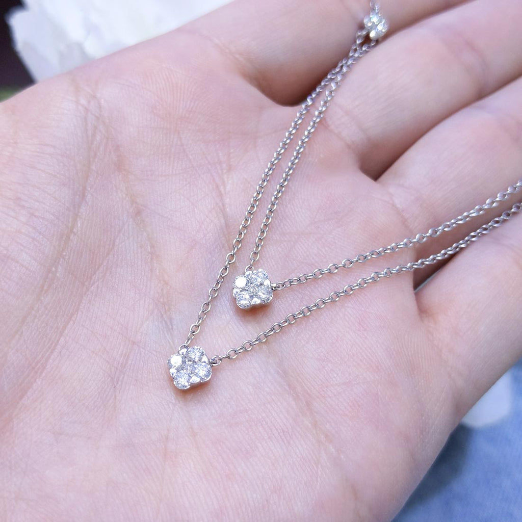 0.55CT Diamond 18K White Gold Layered Necklace YN32701