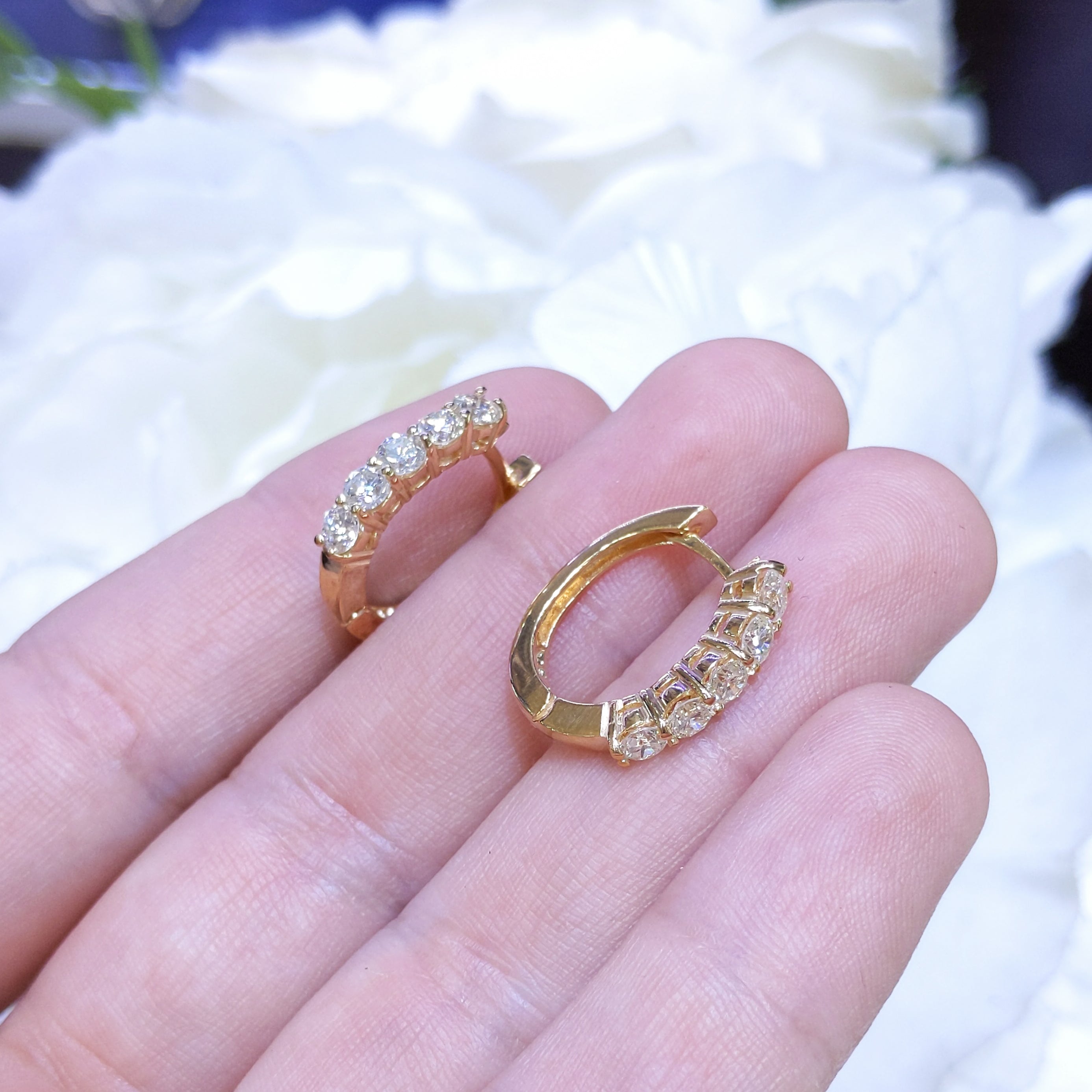 1.25CT Diamond 14K Yellow Gold Hoop Earrings DIER149