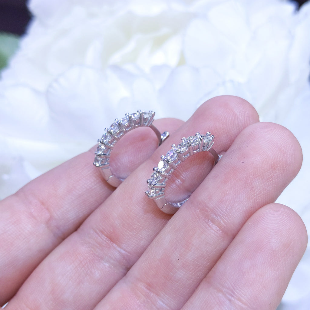 14KT White Gold Diamond Hoop Earrings – 1.10CT Total Diamond Weight | DIER148