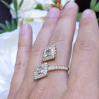 Yellow Gold Round and Baguette Diamond Bypass Ring