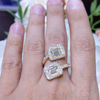 Yellow Gold Round and Baguette Diamond Bypass Ring