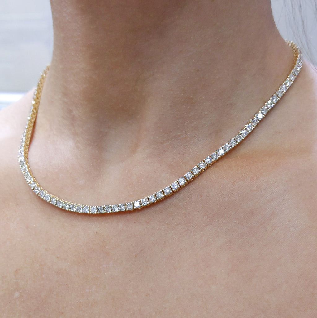 12.49ct Diamond Tennis Necklace in 14K Yellow Gold PJN5287