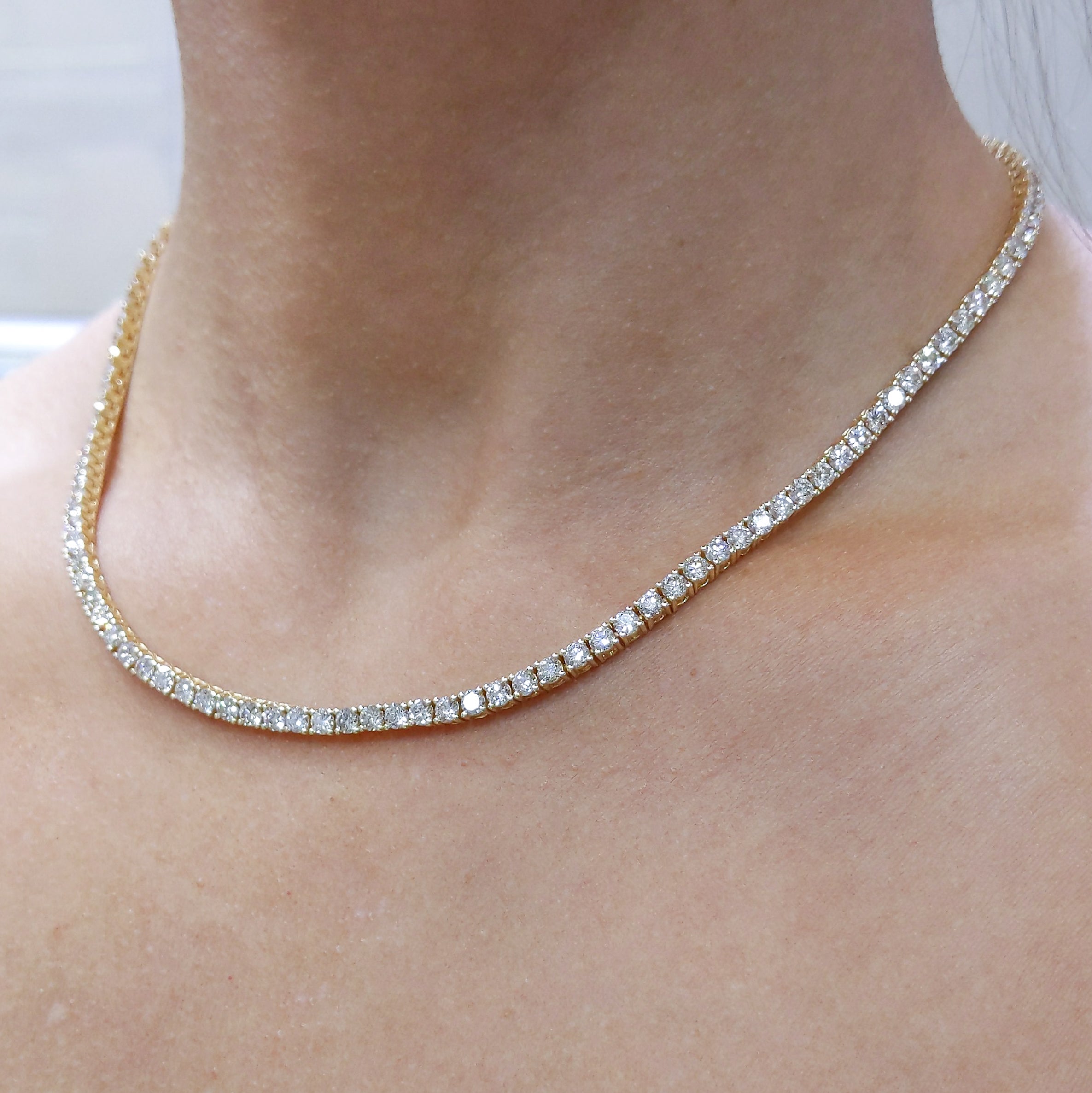 12.49ct Diamond Tennis Necklace in 14K Yellow Gold PJN5287