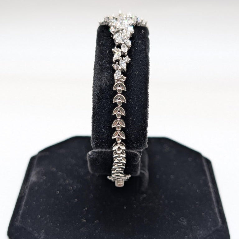 18k White Gold Diamond Bracelet with Marquise and Round Cut Diamonds DB044 TTTJ