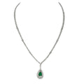 18K White Gold Emerald & Diamond Necklace – 1.50ct Emerald, 1.70ct Diamonds DN026 ILJJ