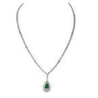 18K White Gold Emerald & Diamond Necklace – 1.50ct Emerald, 1.70ct Diamonds DN026 ILJJ