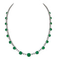 14K White Gold Round Emerald & Diamond Necklace – 14.32CT Emeralds & 10.00CT Diamonds CDN101 INJJJ