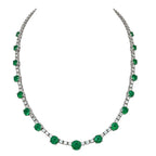 14K White Gold Round Emerald & Diamond Necklace – 14.32CT Emeralds & 10.00CT Diamonds CDN101 INJJJ