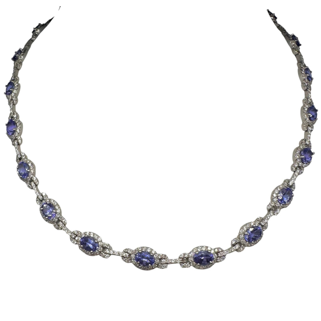 14K White Gold Tanzanite & Diamond Necklace – 15.50ct Tanzanite, 7.00ct Diamonds CDN005 ZTJJ