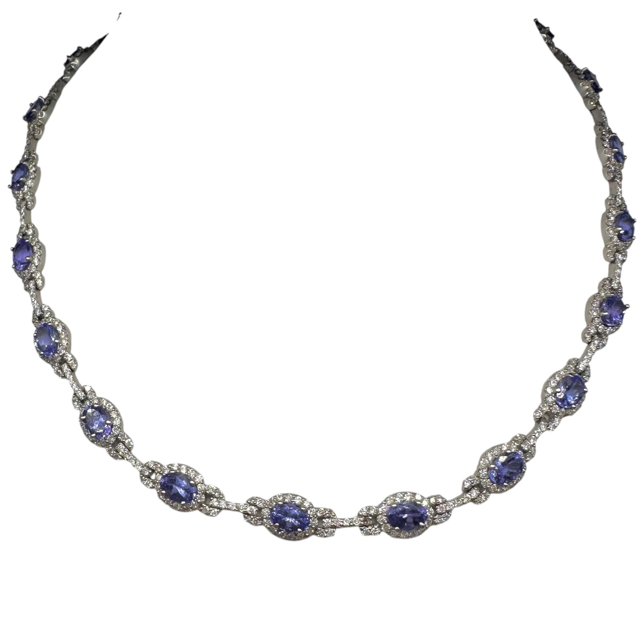 14K White Gold Tanzanite & Diamond Necklace – 15.50ct Tanzanite, 7.00ct Diamonds CDN005 ZTJJ