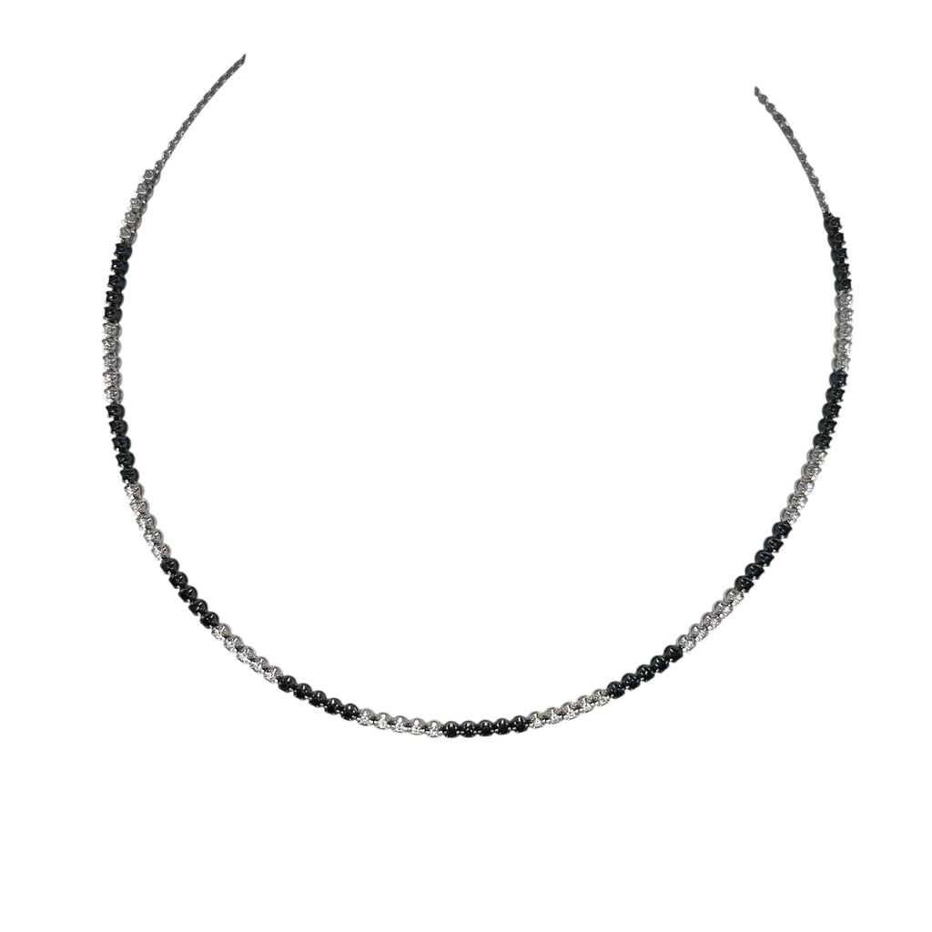 18K White Gold Black & White Diamond Station Necklace – 1.35ct Diamonds DN0075 ITGJ
