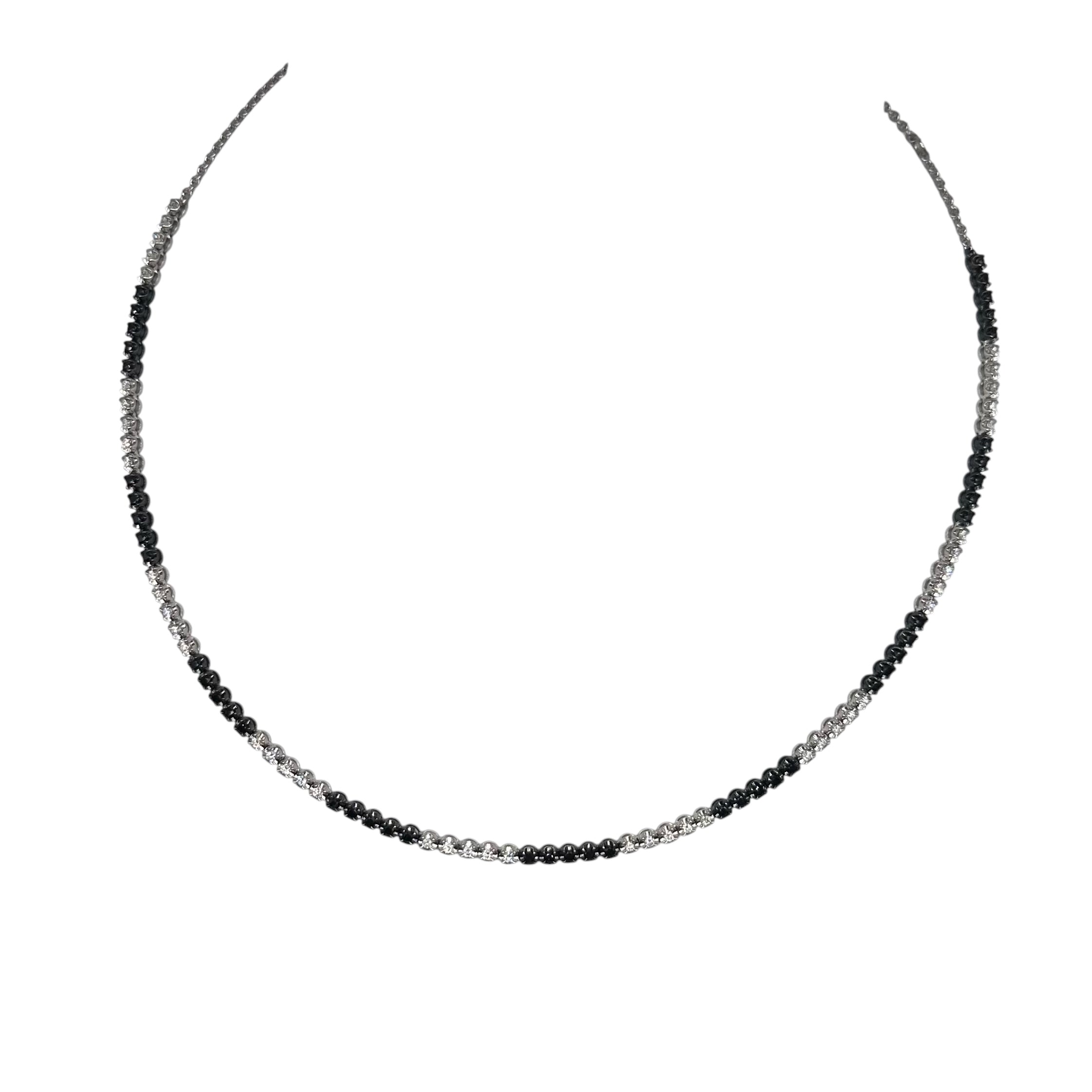 18K White Gold Black & White Diamond Station Necklace – 1.35ct Diamonds DN0075 ITGJ