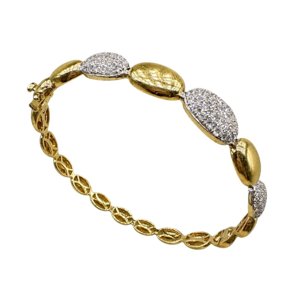 14K Yellow Gold Round Diamond Pavé Bangle Bracelet – 1.54ct  DC-BNG13263-1
