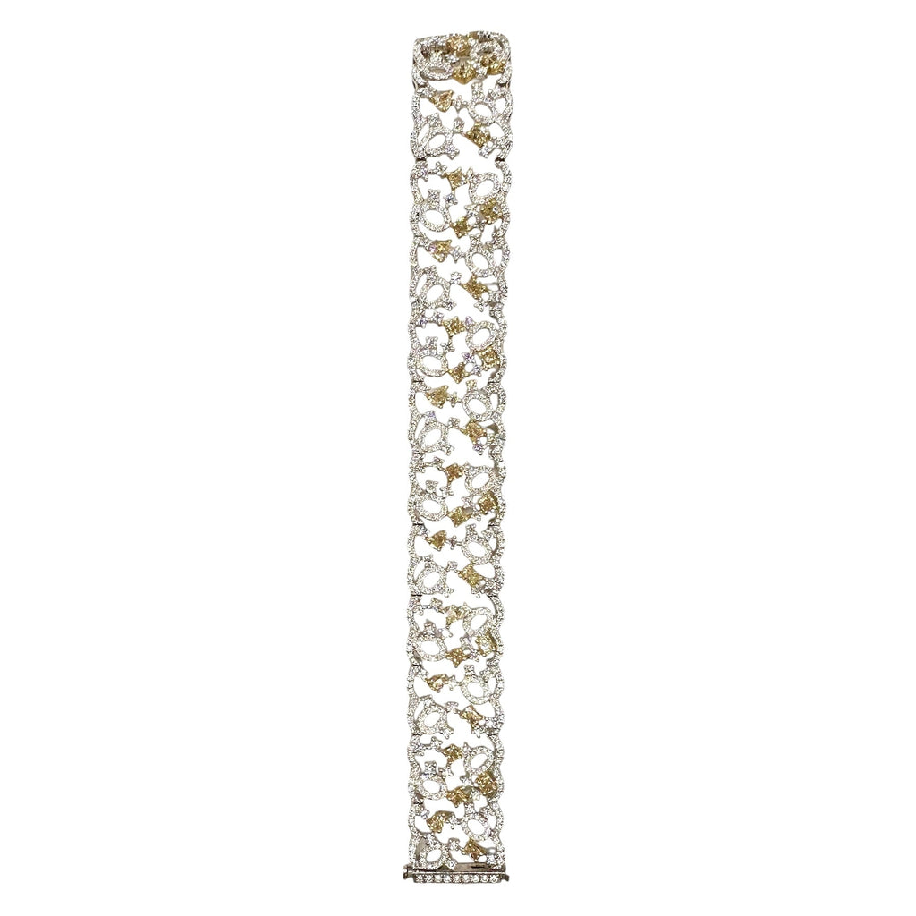 18K White Gold Yellow & White Diamond Bracelet – 9.92 CT Total Diamond Weight DB0031 LIJJ