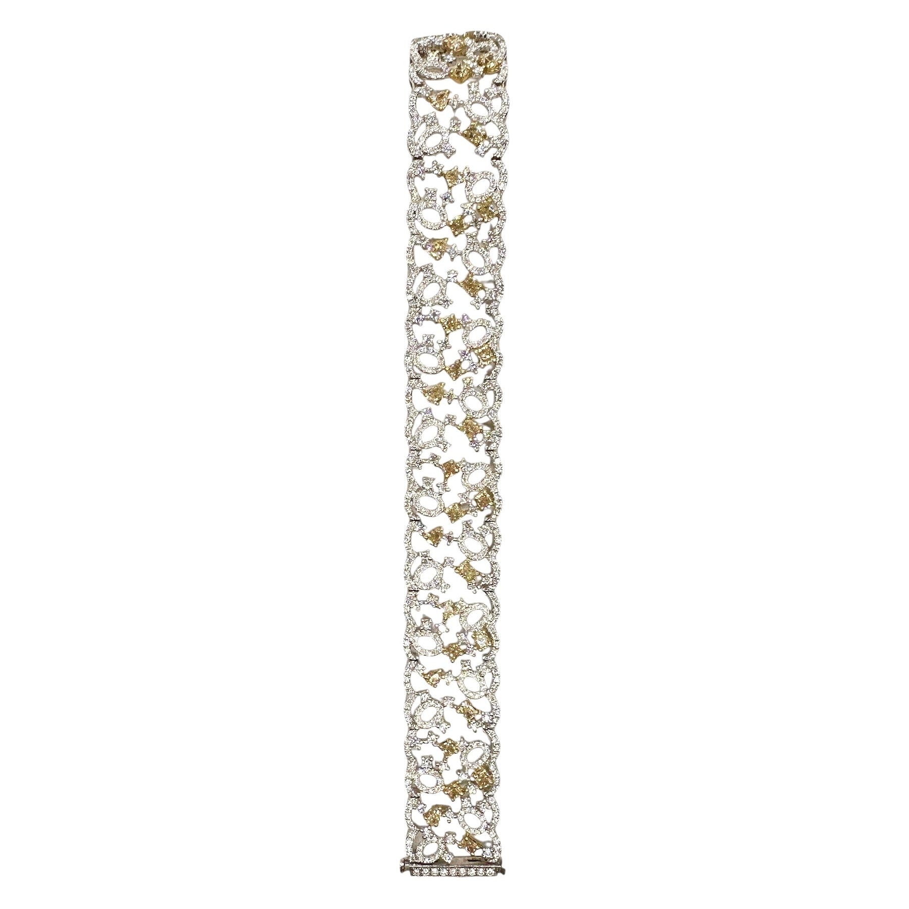 18K White Gold Yellow & White Diamond Bracelet – 9.92 CT Total Diamond Weight DB0031 LIJJ