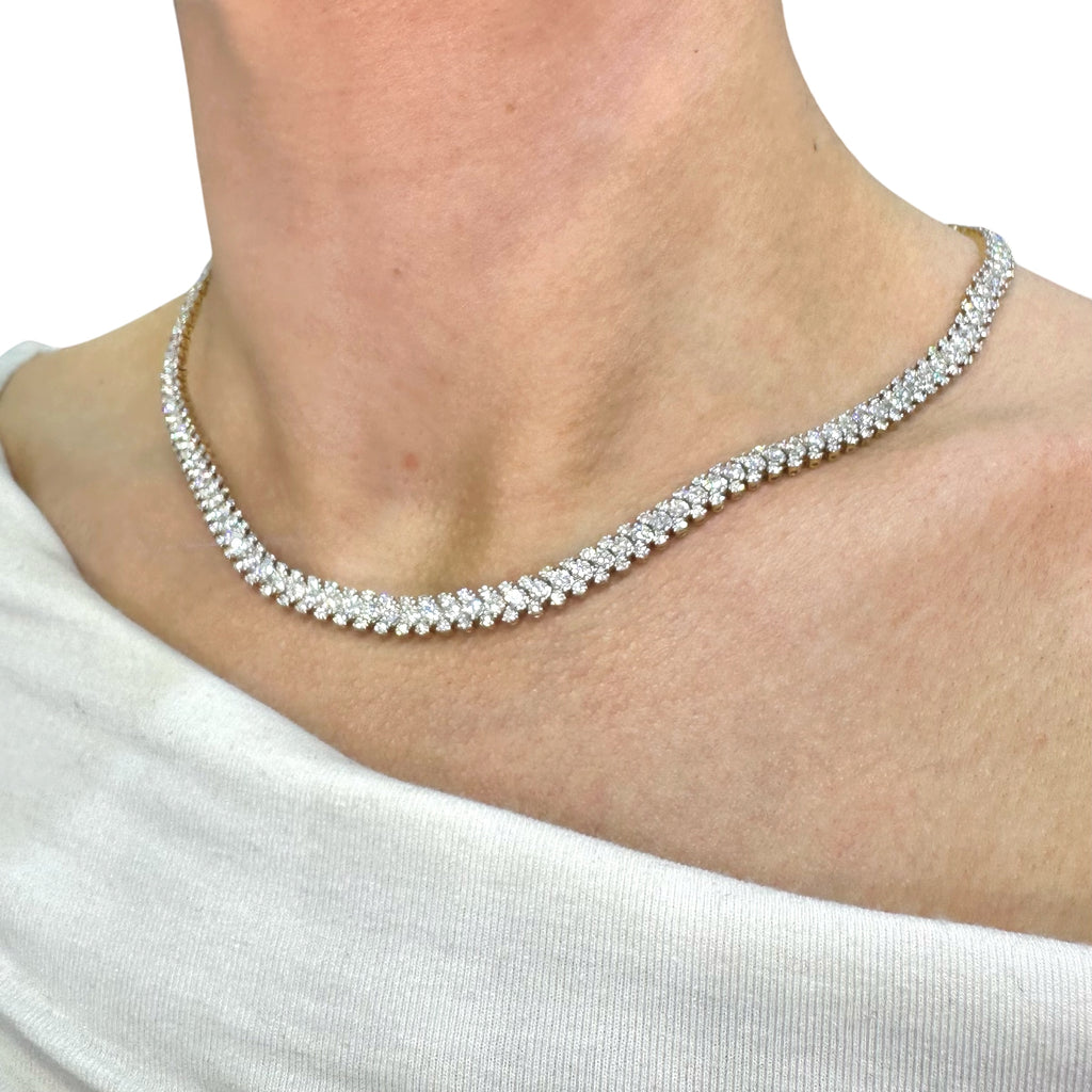14K Yellow Gold  Diamond Tennis Necklace