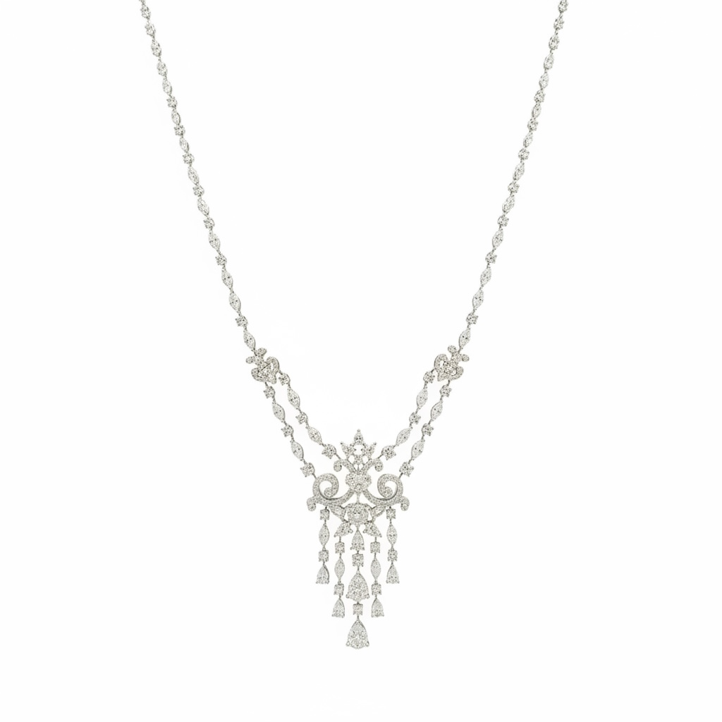 18K White Gold Diamond Necklace – 11.20ct Diamond DN0057 IANJJ