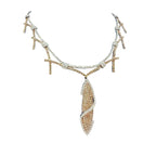 18K White & Rose Gold White & Champagne Diamond Necklace with Detachable Pendant – 8.00ct DN068 IIJJJ
