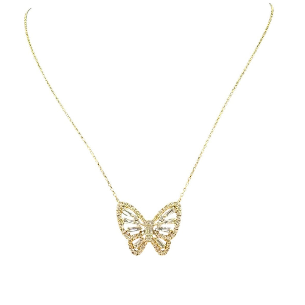 18K Yellow Gold Butterfly Diamond Necklace ITTJ