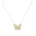 18K Yellow Gold Butterfly Diamond Necklace ITTJ