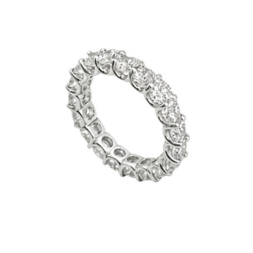 14K White Gold 3.53ct Round Diamond Eternity Band Ring WB203 GJJJ