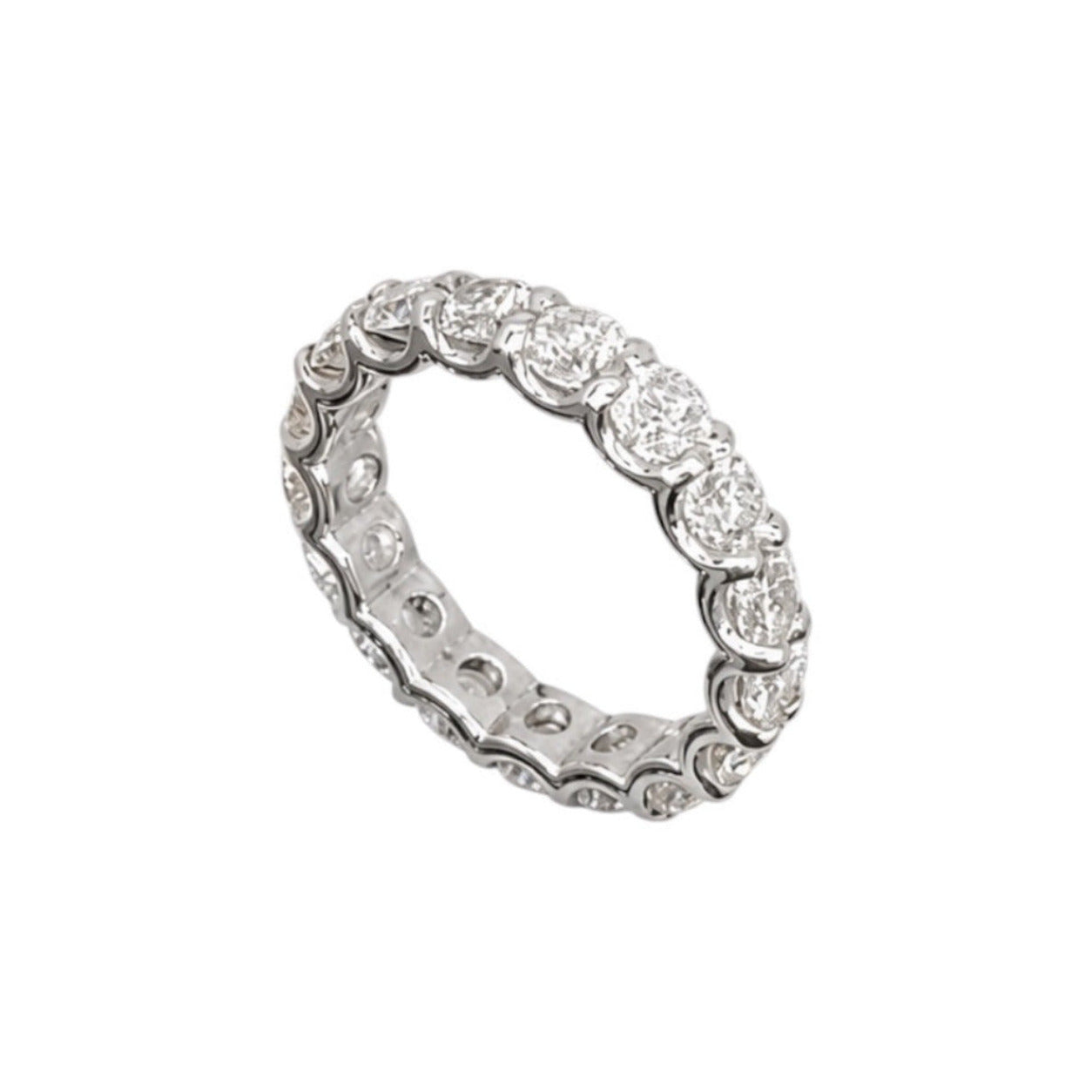 14K White Gold 3.17CT Round Diamond Eternity Band Ring WB035 ILJJ