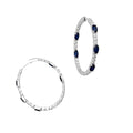 14K White Gold Diamond & Blue Sapphire Hoop Earrings 3.98CT Diamonds, 5.23CT Sapphires SDER023 NNJJ