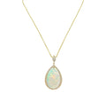 14K Yellow Gold 1.77CT Diamond & 14.10CT Pear Opal Pendant Necklace – 18” COLN0053 GTJJ