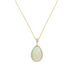 14K Yellow Gold 1.77CT Diamond & 14.10CT Pear Opal Pendant Necklace – 18” COLN0053 GTJJ