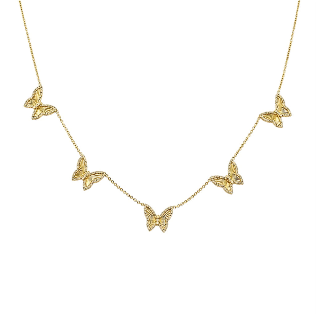 14K Yellow Gold Butterfly Necklace with 0.49 CT Total Diamonds KVN00311