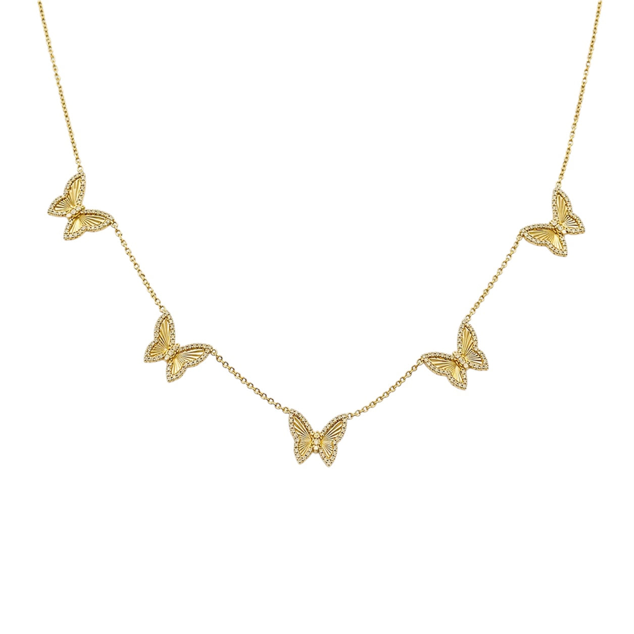 14K Yellow Gold Butterfly Necklace with 0.49 CT Total Diamonds KVN00311