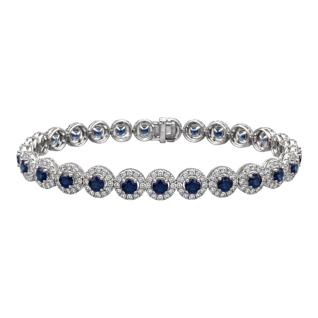 18K White Gold Bracelet – 4.00 Ct Diamonds & 3.50 Ct Sapphires SDB011 GTJJ