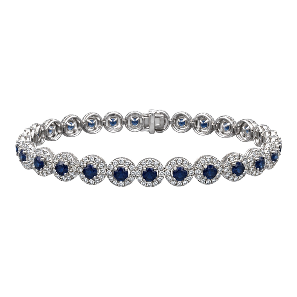 18K White Gold Bracelet – 4.00 Ct Diamonds & 3.50 Ct Sapphires SDB011 GTJJ