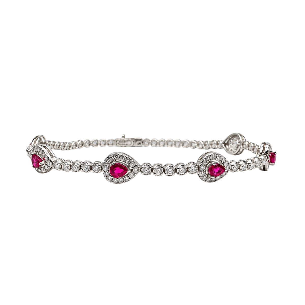 18K White Gold Diamond & Ruby Bracelet – 1.09 CT Diamonds & 1.22 CT Rubies DB0021 IAJJ