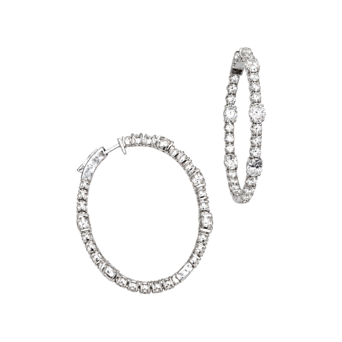 14K White Gold 7.69 CT Lab-Grown Diamond Inside-Out Hoops GAJJ