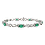14K White Gold Emerald & Diamond Bracelet – 2.85 CT Emeralds & 0.65 CT Diamonds EDB004 INJJ