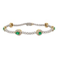 18K White & Yellow Gold 1.30 CT Diamond & 0.92 CT Emerald Station Bracelet – 7.5” CDB014 ITJJ