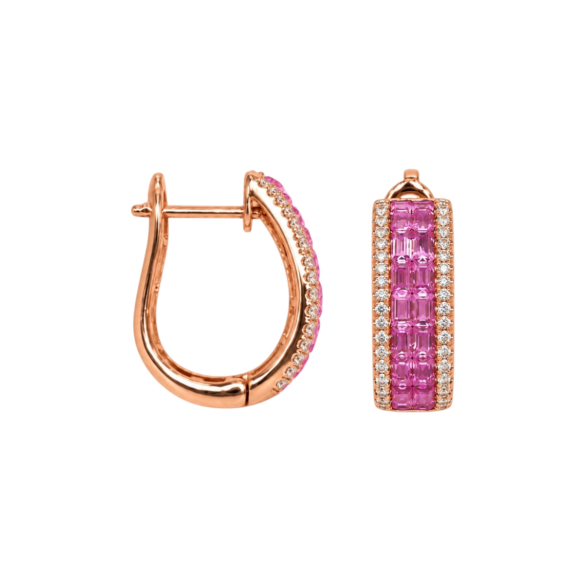 18K Rose Gold 2.81CT Pink Sapphire & 0.44CT Diamond Earrings SDER030 IZSJ