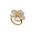 14K Yellow Gold 1.41 Ct Diamond & Mother-of-Pearl Floral Ring