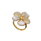 14K Yellow Gold 1.41 Ct Diamond & Mother-of-Pearl Floral Ring