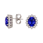 14K White Gold 5.30 Ct Tanzanite & 1.10 Ct Diamond Earrings