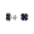 18K White Gold 0.64 CT Sapphire & 1.17 CT Diamond Earrings