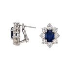 14K White Gold 3.24 CT Sapphire & 1.45 CT Diamond Earrings