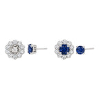 18K White Gold 1.81 Ct Sapphire Stud & 1.15 Ct Diamond Jacket Earrings