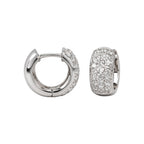14K White Gold 1.00 CT Diamond Pavé Huggie Hoop Earrings