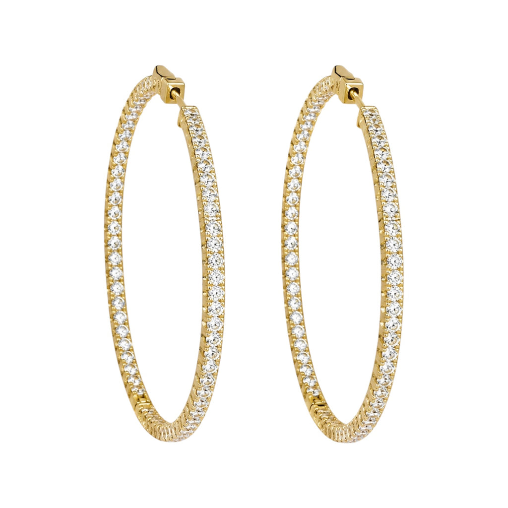 14K Yellow Gold 4.20 Ct Diamond Inside-Out Hoop Earrings