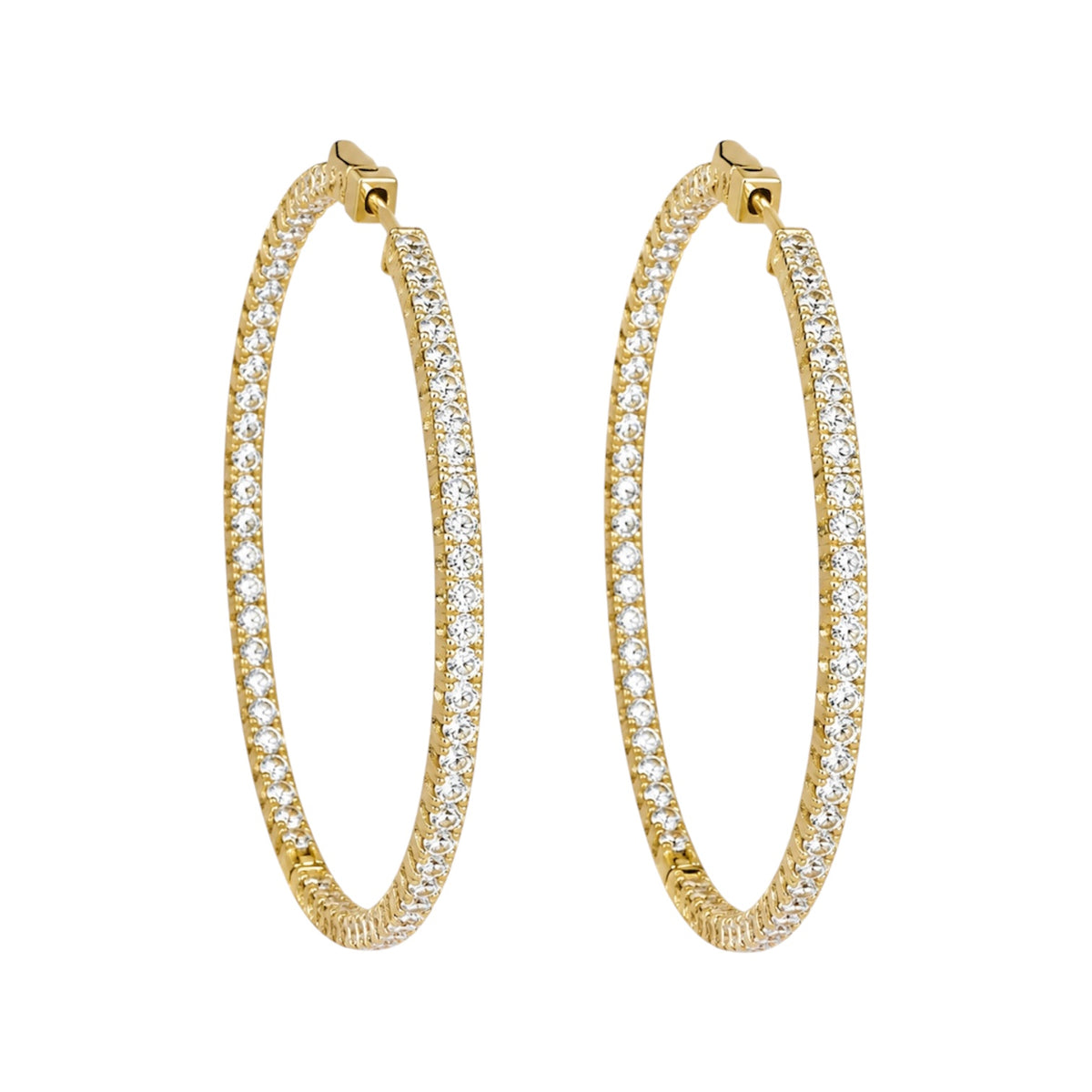 14K Yellow Gold 4.20 Ct Diamond Inside-Out Hoop Earrings