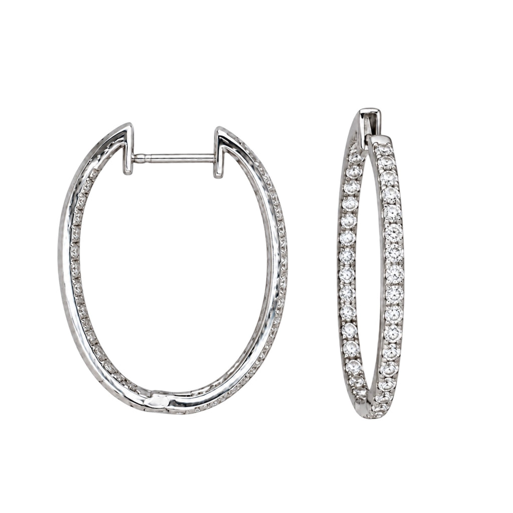 18K White Gold 2.35 Ct Diamond Hoop Earrings